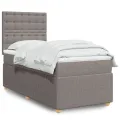 cadre de lit avec matelas Taupe 100x200 cm Tissu