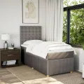 cadre de lit avec matelas Taupe 100x200 cm Tissu