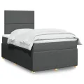 cadre de lit avec matelas Gris foncé 120x200cm Tissu