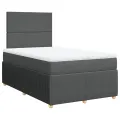 cadre de lit avec matelas Gris foncé 120x200cm Tissu
