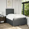 cadre de lit avec matelas Gris foncé 120x200cm Tissu