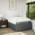 cadre de lit avec matelas Gris foncé 120x200cm Tissu