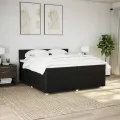 cadre de lit avec matelas Noir 200x200 cm Tissu
