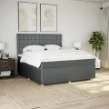 cadre de lit avec matelas Gris foncé 180x200cm Tissu