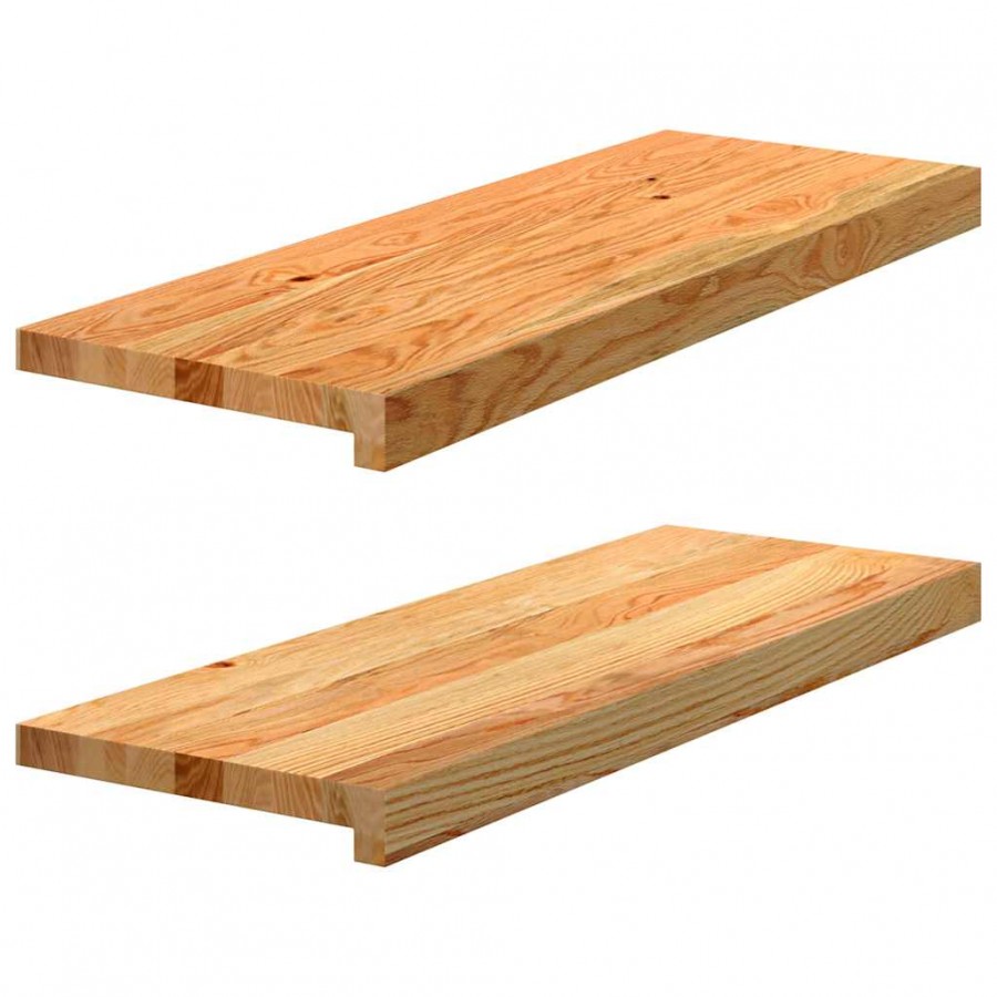 Appuis de fenêtre 2 pcs marron clair bois de chêne massif