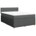 cadre de lit avec matelas Gris foncé 140x200cm Tissu