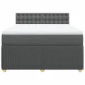 cadre de lit avec matelas Gris foncé 140x200cm Tissu