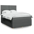 cadre de lit avec matelas Gris foncé 160x200cm Tissu