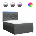 cadre de lit avec matelas Gris foncé 140x200cm Tissu