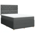 cadre de lit avec matelas Gris foncé 140x200cm Tissu