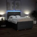 cadre de lit avec matelas Gris foncé 140x200cm Tissu