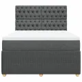 cadre de lit avec matelas Gris foncé 140x200cm Tissu