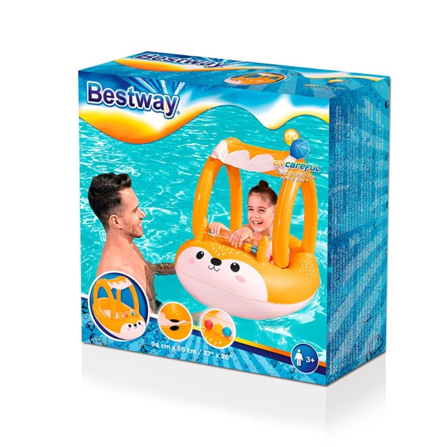 Bestway Bateau Gonflable Enfant Renard 94x66 cm +3 Ans Plage et Piscin