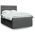cadre de lit avec matelas Gris foncé 140x190cm Tissu