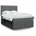 cadre de lit avec matelas Gris foncé 140x190cm Tissu