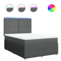 cadre de lit avec matelas Gris foncé 140x190cm Tissu