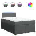 cadre de lit avec matelas Gris foncé 120x200cm Tissu