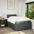 cadre de lit avec matelas Gris foncé 120x200cm Tissu