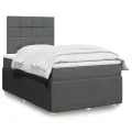 cadre de lit avec matelas Gris foncé 120x200cm Tissu