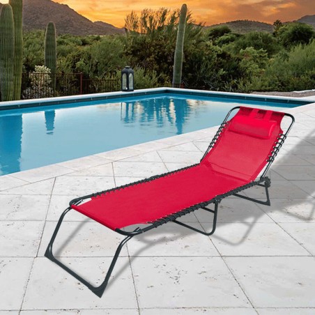 Marbueno Tumbona Plegable Acero Con Cojin Jardin y Piscina 190X58X27 c