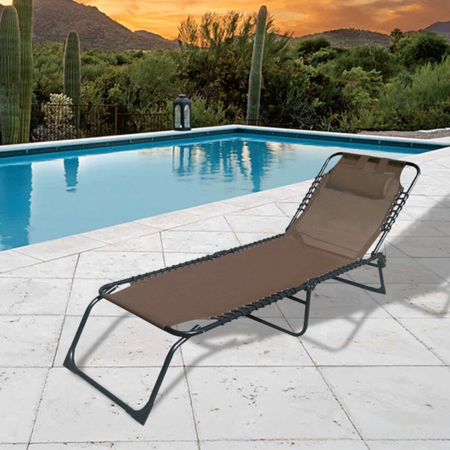 Marbueno Tumbona Plegable Acero Con Cojin Jardin y Piscina 190X58X27 c
