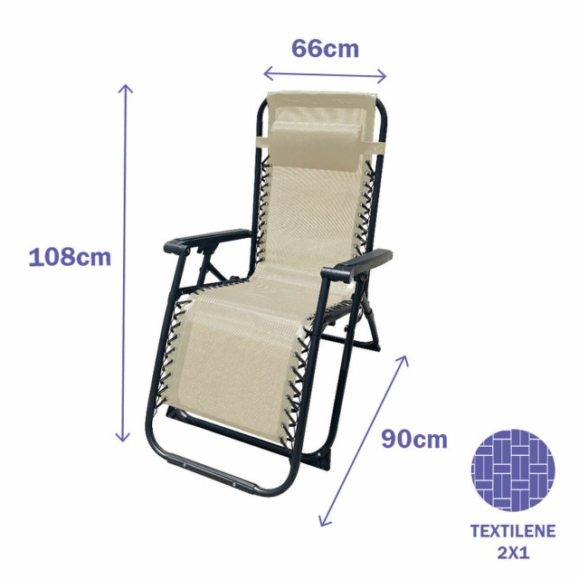 Marbueno Chaise Longue Pliante Acier Avec Coussin Jardin et Piscine 90