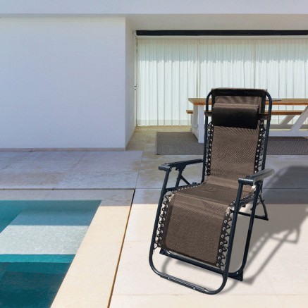 Marbueno Transat Pliable Acier Avec Coussin Jardin et Piscine 90X66X10 2