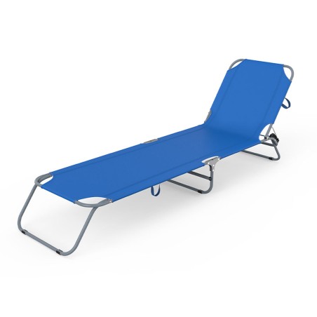 Marbueno Transat Pliable Acier Bleu Foncé Plage et Piscine 187X55X24