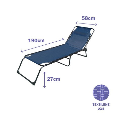 Marbueno Transat Pliable Acier Avec Coussin Jardin et Piscine 190X58X2