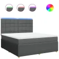 cadre de lit avec matelas Gris foncé 180x200cm Tissu