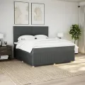 cadre de lit avec matelas Gris foncé 180x200cm Tissu