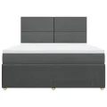 cadre de lit avec matelas Gris foncé 180x200cm Tissu