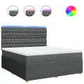 cadre de lit avec matelas Gris foncé 180x200cm Tissu