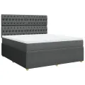 cadre de lit avec matelas Gris foncé 180x200cm Tissu