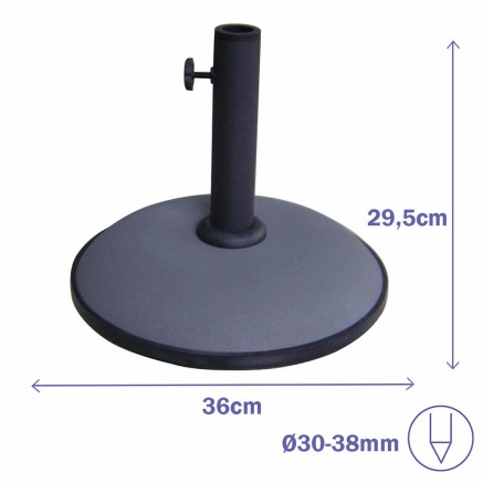 Marbueno Round Umbrella Base Cement 36x29.5 cm 11KG Grey Garden, Pool, 2