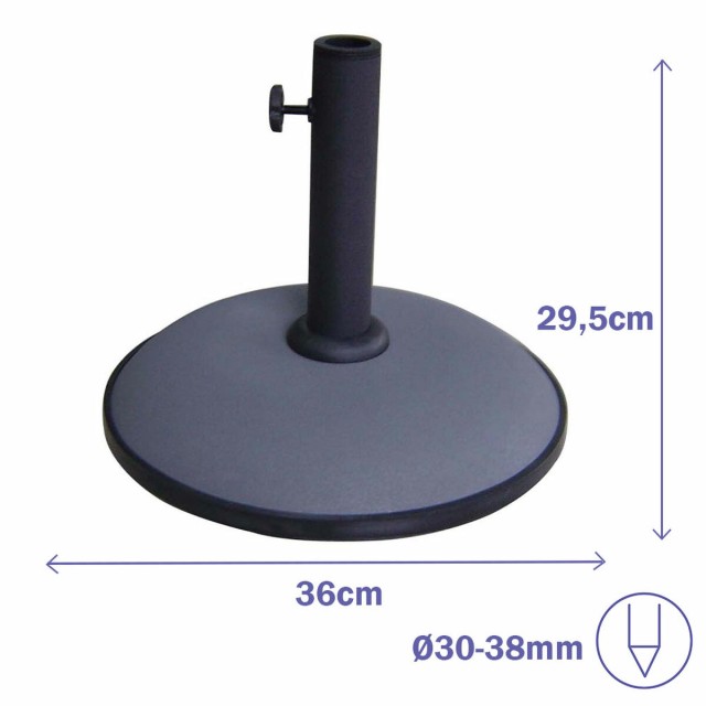 Marbueno Base Parasol Ronde 36x29,5 cm 11KG Gris Jardin, Piscine, Terr