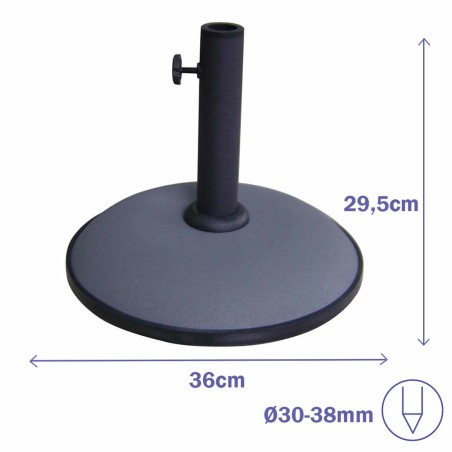 Marbueno Sonnenschirm-Basis Rund Beton 36x29,5 cm 11KG Grau Garten, Po