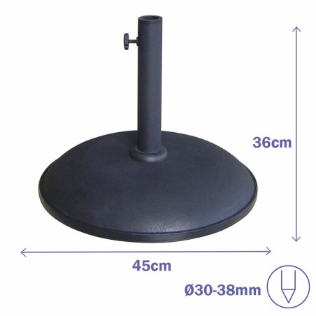 Marbueno Base Umbrella Round Cement 45x36 cm 20KG Black Garden, Pool,