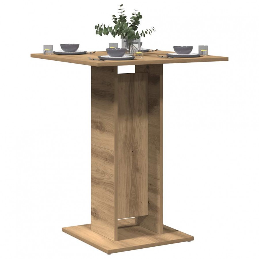 Table de bistro chêne artisanal 60x60x75 cm bois d'ingénierie