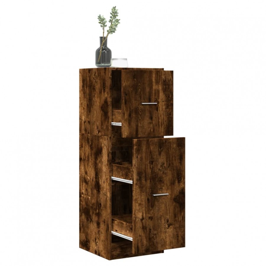 Armoire d'apothicaire chêne fumé 40x41x118 cm bois d'ingénierie