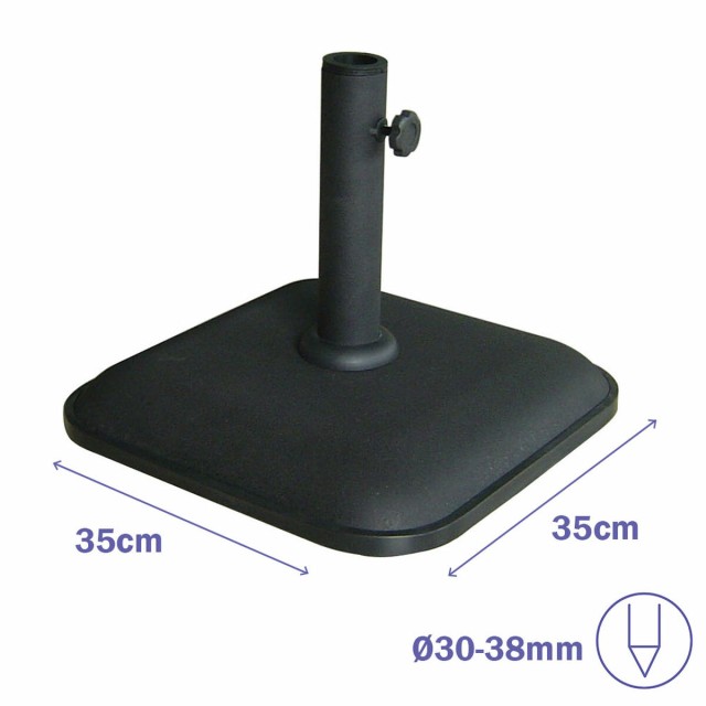 Marbueno Base Parasol Carré Béton 35X35X5,2 cm 11KG Noir Jardin, Pis