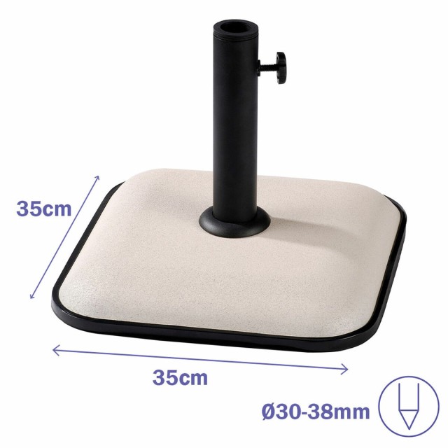 Marbueno Sonnenschirm-Basis Beton 35X35X5,2 cm 11KG Weiß Garten, Pool