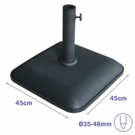 Marbueno Base Ombrellone Quadrato Cemento 45X45X7,3 cm 25KG Nero Giard