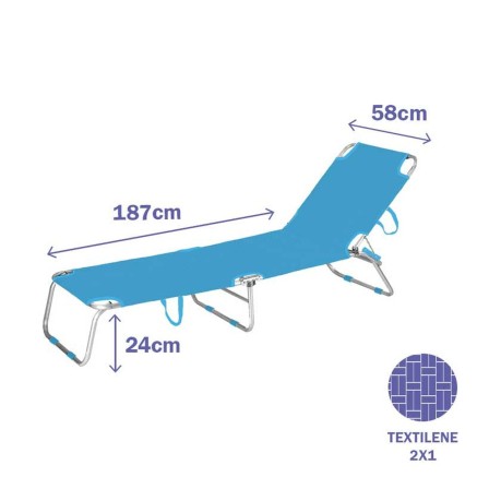 Marbueno Tumbona Pieghevole Alluminio Blu Spiaggia Piscina 187X58X24 c 2