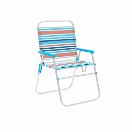Marbueno Chaise Pliable Aluminium Rayures Orange et Bleu Plage Piscine