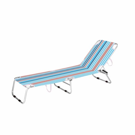 Marbueno Folding Lounger - Stripes Orange & Blue - Beach & Pool 187X58