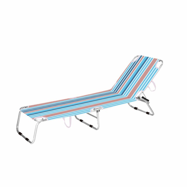 Marbueno Folding Lounger - Stripes Orange & Blue - Beach & Pool 187X58