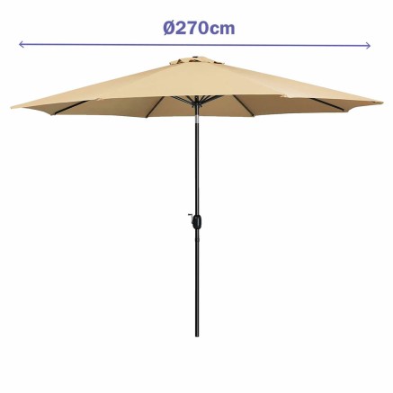 Marbueno Parasol Acero 8 Varillas 270 cm Poliéster Marrón Jardín Pi 2