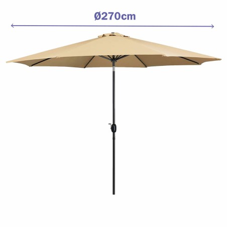 Marbueno Parasol Acier 8 Brins D270 cm Polyester Marron Jardin, Piscin