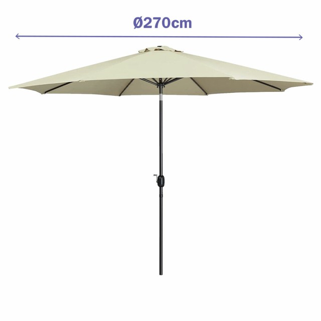 Marbueno Umbrella Steel 8 Ribs D270 cm Polyester Beige Garden, Pool, T